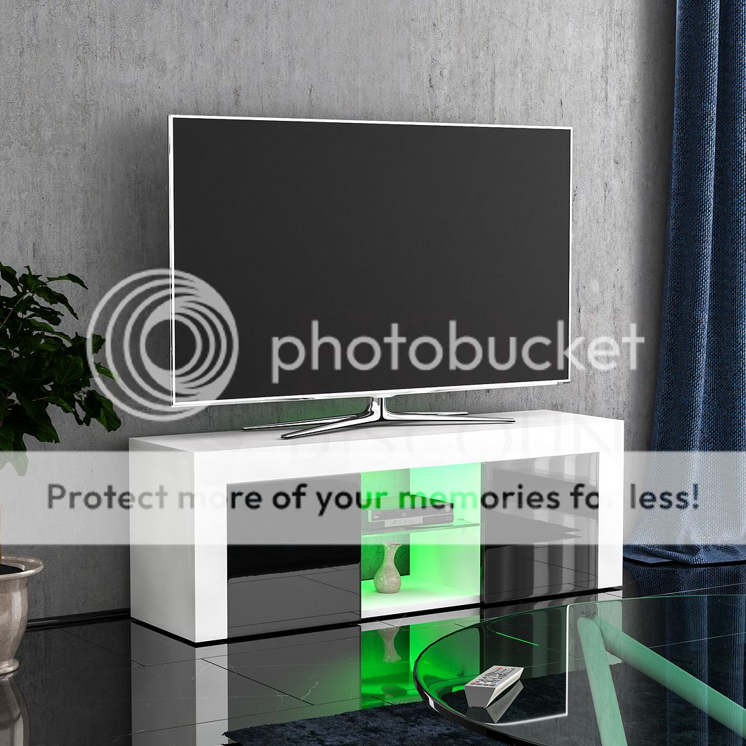 LED Fernsehschrank TV Ständer 2 Türen Hochglanz Matt MDF Unterhaltung